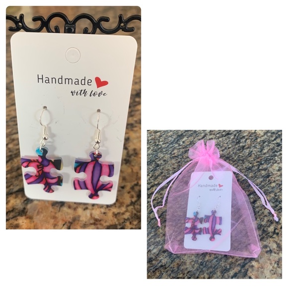 Handmade puzzle earrings - Picture 1 of 11